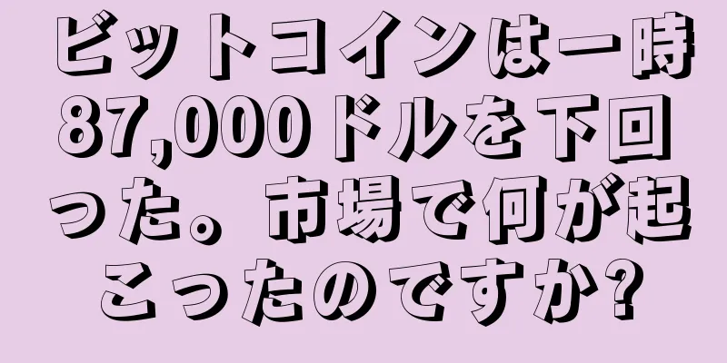 ビットコインは一時87,000ドルを下回った。市場で何が起こったのですか?
