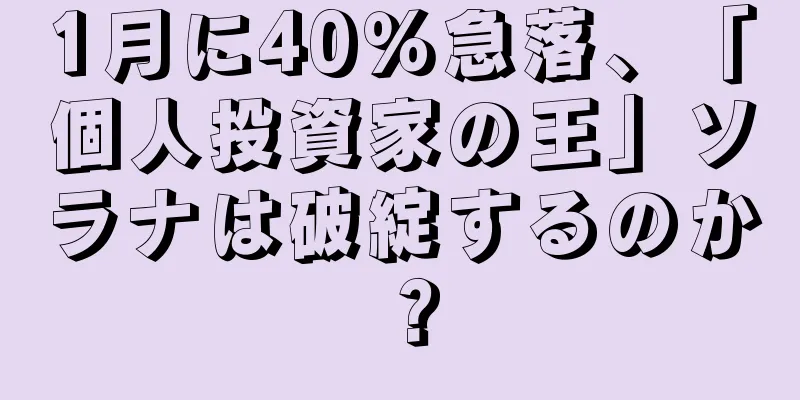 1月に40％急落、「個人投資家の王」ソラナは破綻するのか？