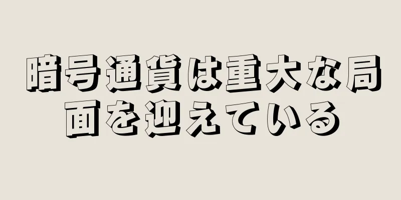 暗号通貨は重大な局面を迎えている