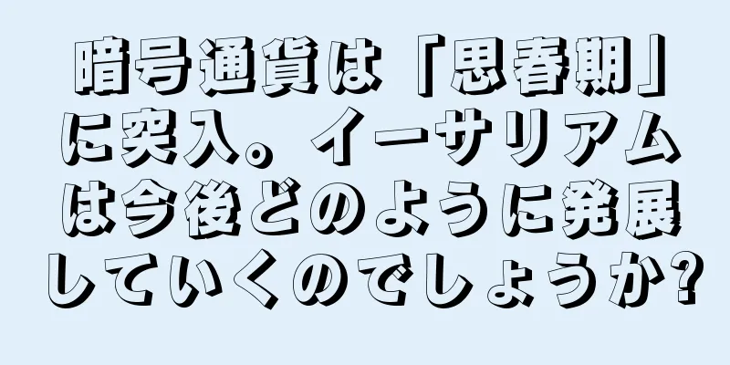 暗号通貨は「思春期」に突入。イーサリアムは今後どのように発展していくのでしょうか?