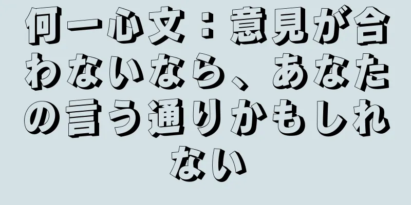 何一心文：意見が合わないなら、あなたの言う通りかもしれない