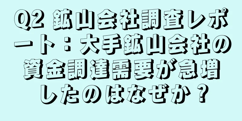 Q2 鉱山会社調査レポート：大手鉱山会社の資金調達需要が急増したのはなぜか？