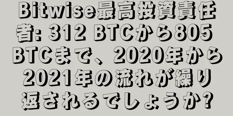 Bitwise最高投資責任者: 312 BTCから805 BTCまで、2020年から2021年の流れが繰り返されるでしょうか?
