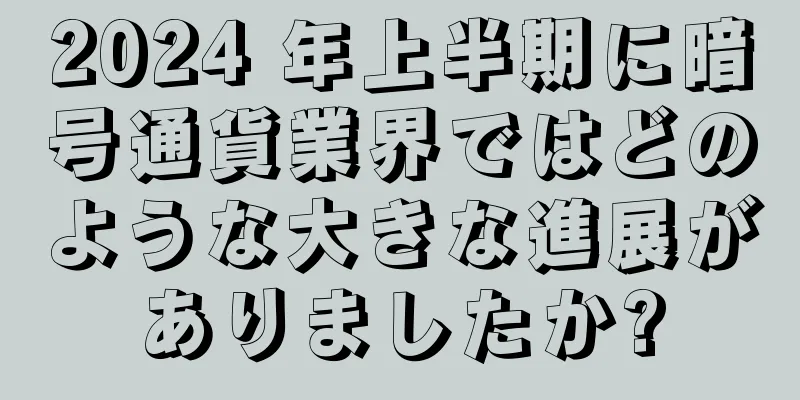 2024 年上半期に暗号通貨業界ではどのような大きな進展がありましたか?