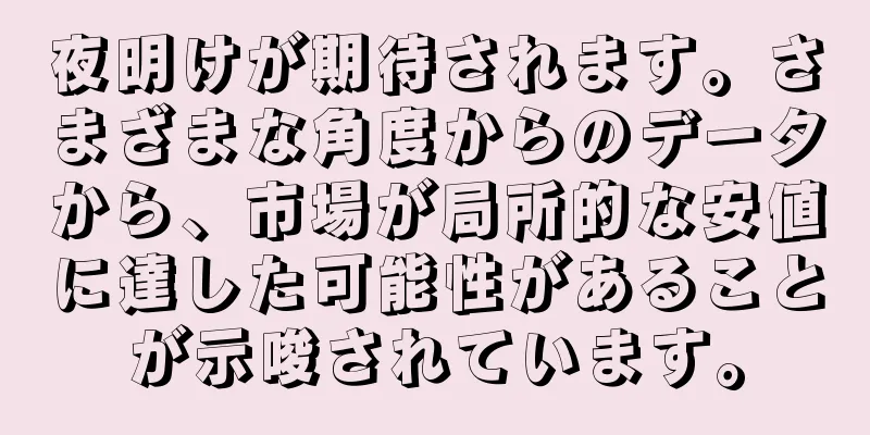 夜明けが期待されます。さまざまな角度からのデータから、市場が局所的な安値に達した可能性があることが示唆されています。