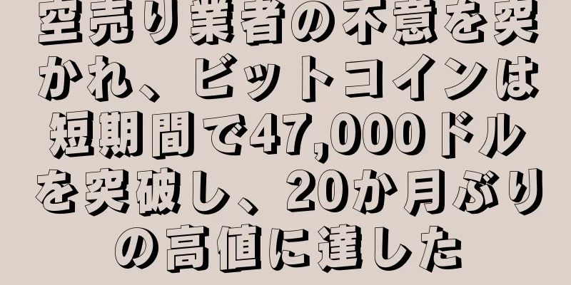 空売り業者の不意を突かれ、ビットコインは短期間で47,000ドルを突破し、20か月ぶりの高値に達した