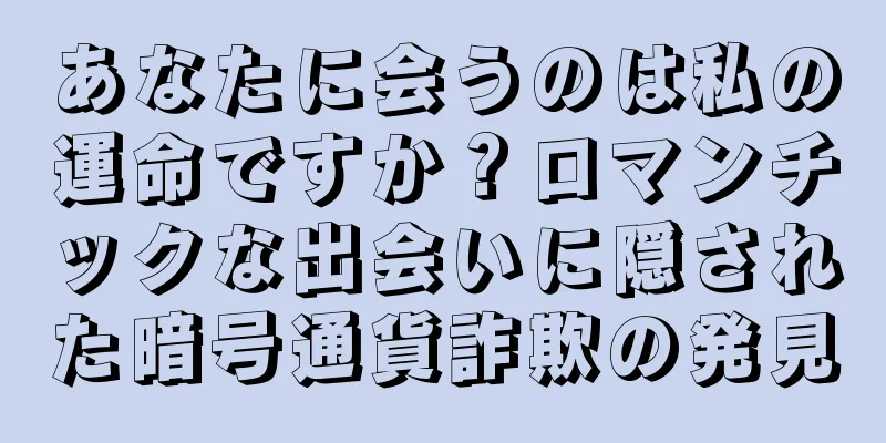 あなたに会うのは私の運命ですか？ロマンチックな出会いに隠された暗号通貨詐欺の発見