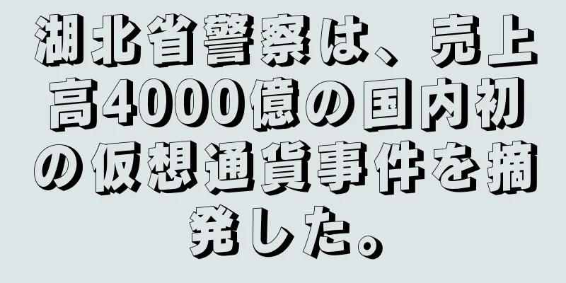 湖北省警察は、売上高4000億の国内初の仮想通貨事件を摘発した。