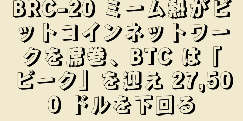 BRC-20 ミーム熱がビットコインネットワークを席巻、BTC は「ピーク」を迎え 27,500 ドルを下回る