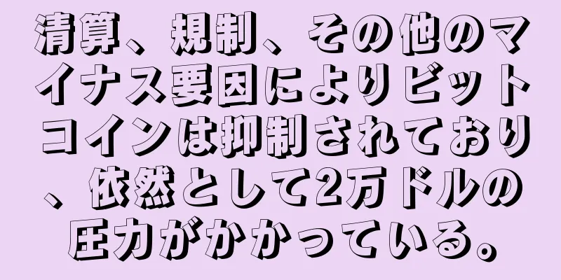清算、規制、その他のマイナス要因によりビットコインは抑制されており、依然として2万ドルの圧力がかかっている。