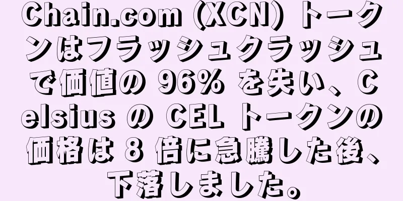 Chain.com (XCN) トークンはフラッシュクラッシュで価値の 96% を失い、Celsius の CEL トークンの価格は 8 倍に急騰した後、下落しました。