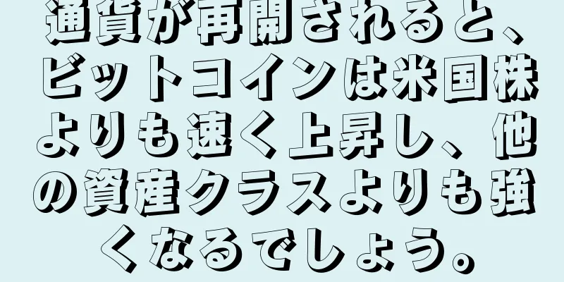 通貨が再開されると、ビットコインは米国株よりも速く上昇し、他の資産クラスよりも強くなるでしょう。