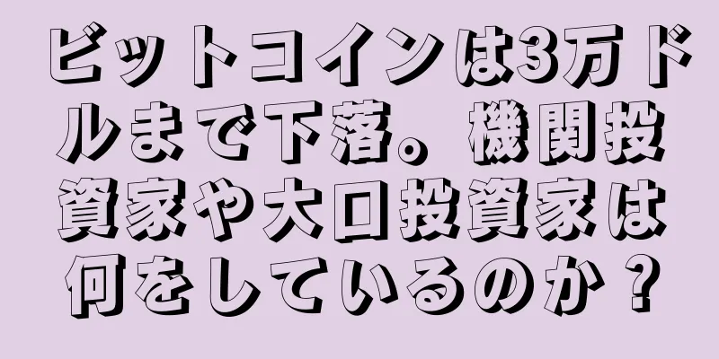 ビットコインは3万ドルまで下落。機関投資家や大口投資家は何をしているのか？