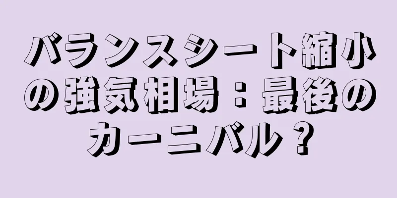 バランスシート縮小の強気相場：最後のカーニバル？