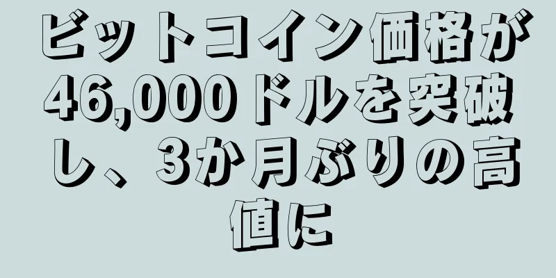 ビットコイン価格が46,000ドルを突破し、3か月ぶりの高値に