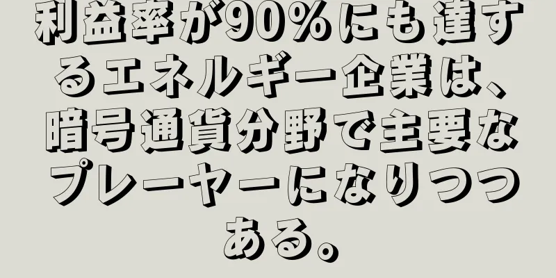 利益率が90%にも達するエネルギー企業は、暗号通貨分野で主要なプレーヤーになりつつある。