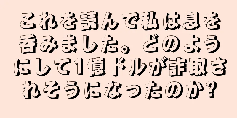 これを読んで私は息を呑みました。どのようにして1億ドルが詐取されそうになったのか?