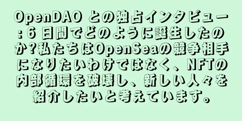 OpenDAO との独占インタビュー: 6 日間でどのように誕生したのか?私たちはOpenSeaの競争相手になりたいわけではなく、NFTの内部循環を破壊し、新しい人々を紹介したいと考えています。