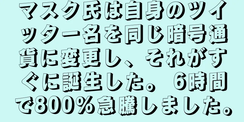 マスク氏は自身のツイッター名を同じ暗号通貨に変更し、それがすぐに誕生した。 6時間で800%急騰しました。