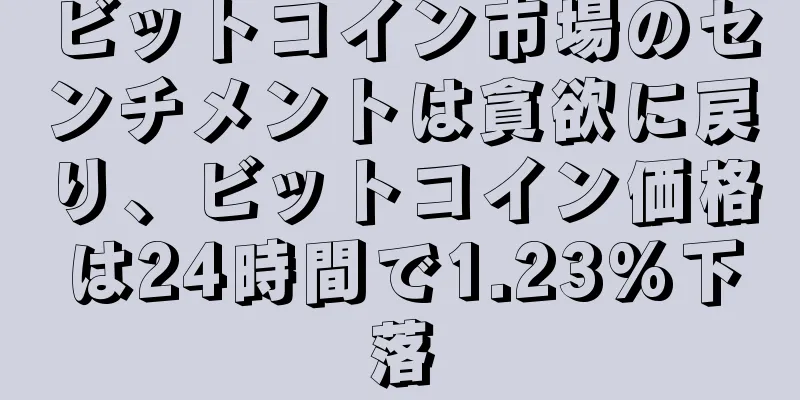 ビットコイン市場のセンチメントは貪欲に戻り、ビットコイン価格は24時間で1.23%下落