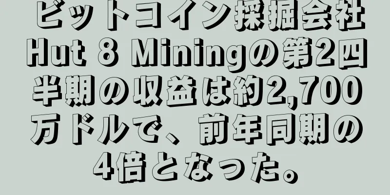 ビットコイン採掘会社Hut 8 Miningの第2四半期の収益は約2,700万ドルで、前年同期の4倍となった。