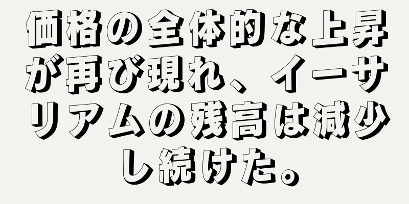 価格の全体的な上昇が再び現れ、イーサリアムの残高は減少し続けた。