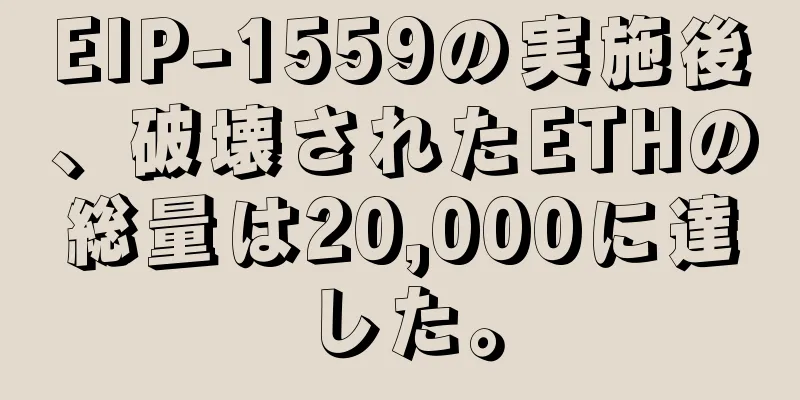 EIP-1559の実施後、破壊されたETHの総量は20,000に達した。