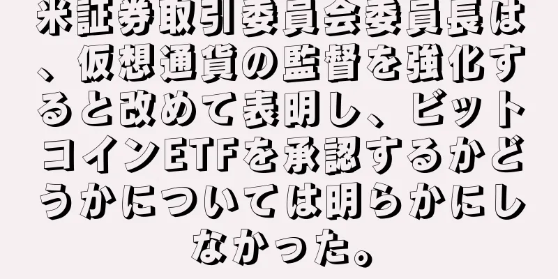 米証券取引委員会委員長は、仮想通貨の監督を強化すると改めて表明し、ビットコインETFを承認するかどうかについては明らかにしなかった。