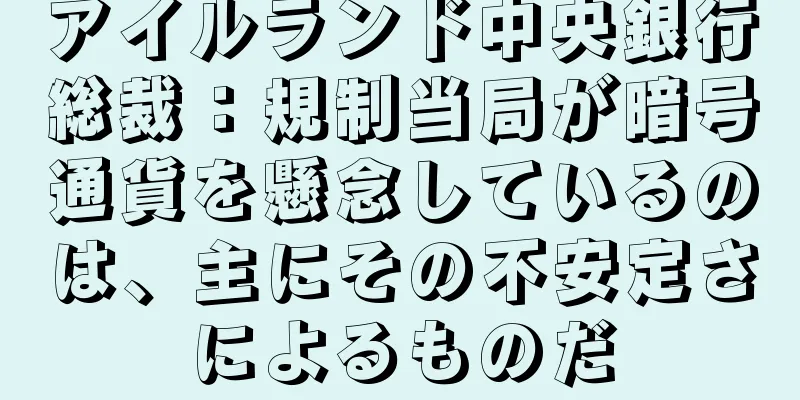 アイルランド中央銀行総裁：規制当局が暗号通貨を懸念しているのは、主にその不安定さによるものだ
