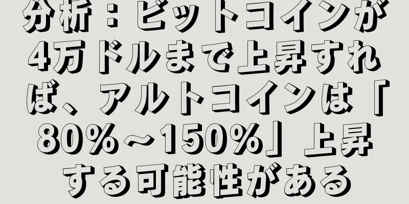 分析：ビットコインが4万ドルまで上昇すれば、アルトコインは「80％～150％」上昇する可能性がある