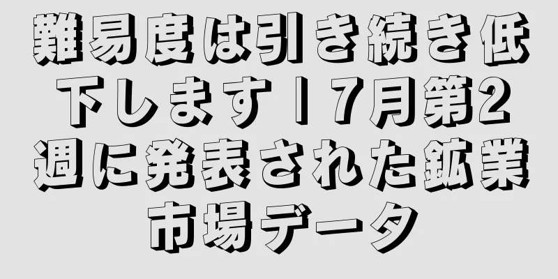 難易度は引き続き低下します | 7月第2週に発表された鉱業市場データ