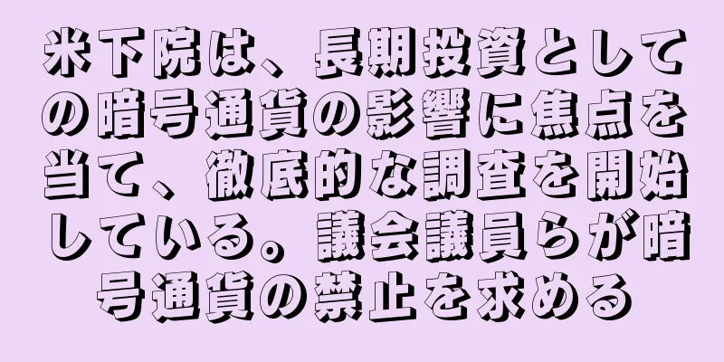 米下院は、長期投資としての暗号通貨の影響に焦点を当て、徹底的な調査を開始している。議会議員らが暗号通貨の禁止を求める