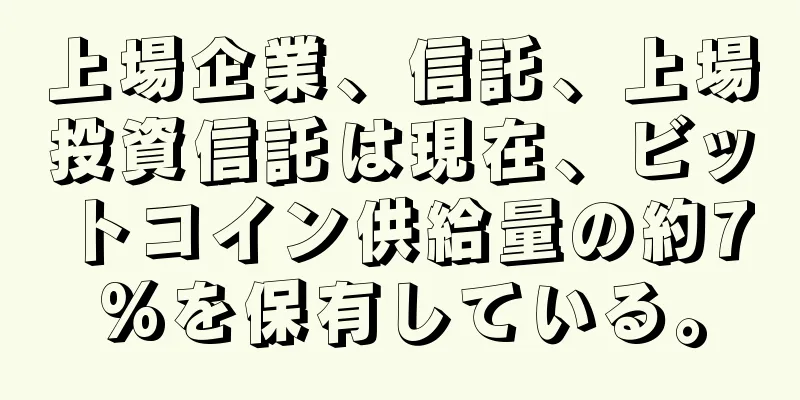 上場企業、信託、上場投資信託は現在、ビットコイン供給量の約7%を保有している。