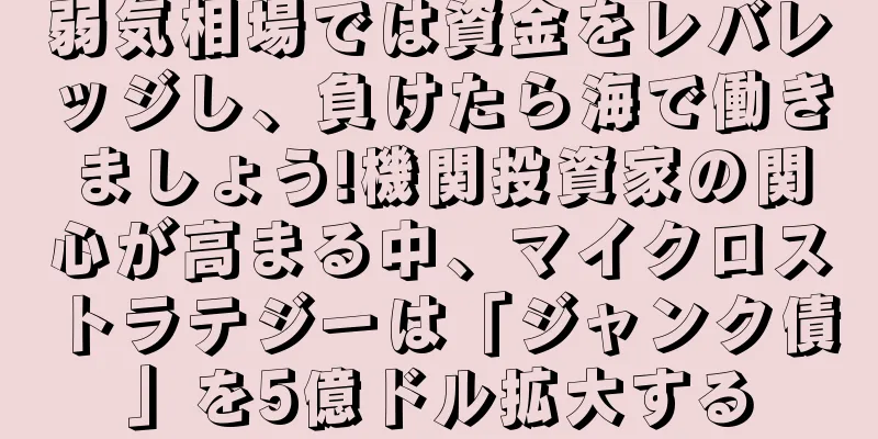 弱気相場では資金をレバレッジし、負けたら海で働きましょう!機関投資家の関心が高まる中、マイクロストラテジーは「ジャンク債」を5億ドル拡大する