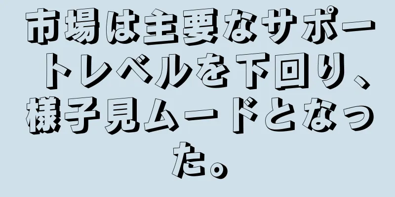 市場は主要なサポートレベルを下回り、様子見ムードとなった。