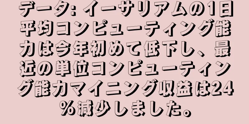 データ: イーサリアムの1日平均コンピューティング能力は今年初めて低下し、最近の単位コンピューティング能力マイニング収益は24%減少しました。