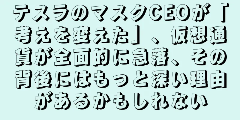 テスラのマスクCEOが「考えを変えた」、仮想通貨が全面的に急落、その背後にはもっと深い理由があるかもしれない