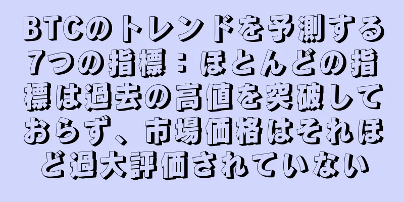 BTCのトレンドを予測する7つの指標：ほとんどの指標は過去の高値を突破しておらず、市場価格はそれほど過大評価されていない