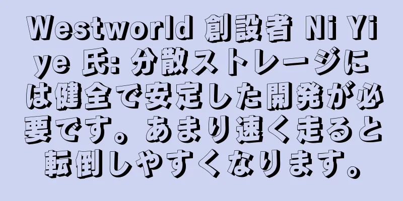 Westworld 創設者 Ni Yiye 氏: 分散ストレージには健全で安定した開発が必要です。あまり速く走ると転倒しやすくなります。