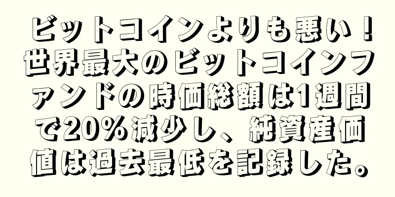 ビットコインよりも悪い！世界最大のビットコインファンドの時価総額は1週間で20％減少し、純資産価値は過去最低を記録した。