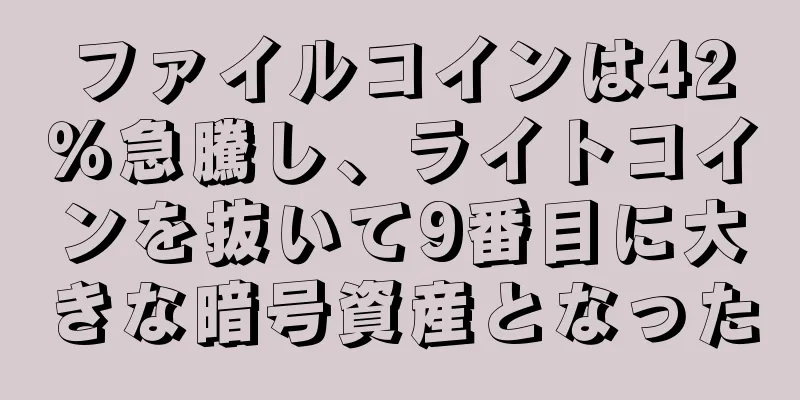 ファイルコインは42％急騰し、ライトコインを抜いて9番目に大きな暗号資産となった