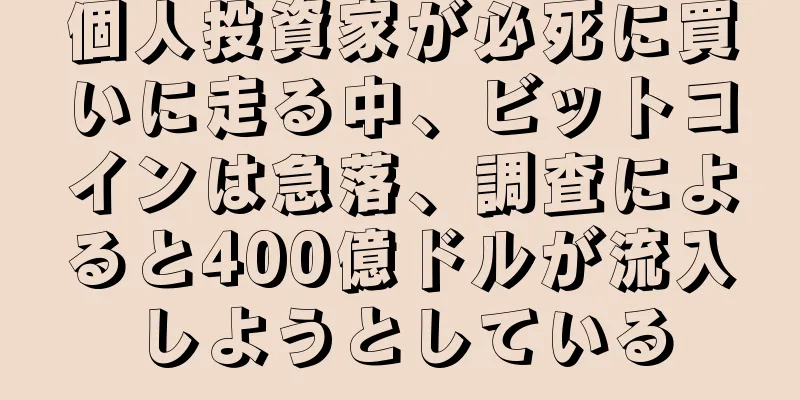 個人投資家が必死に買いに走る中、ビットコインは急落、調査によると400億ドルが流入しようとしている