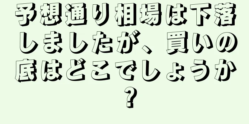 予想通り相場は下落しましたが、買いの底はどこでしょうか？