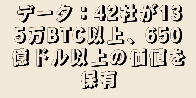 データ：42社が135万BTC以上、650億ドル以上の価値を保有