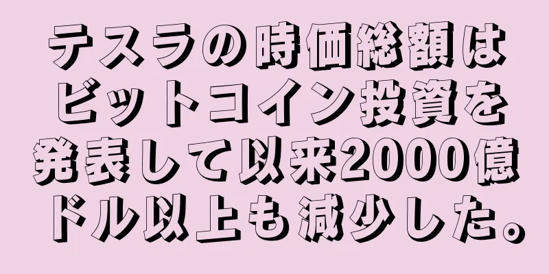 テスラの時価総額はビットコイン投資を発表して以来2000億ドル以上も減少した。