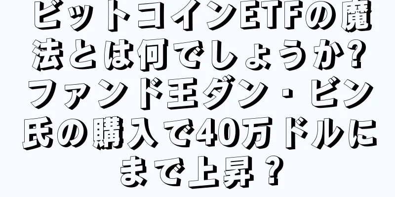 ビットコインETFの魔法とは何でしょうか?ファンド王ダン・ビン氏の購入で40万ドルにまで上昇？