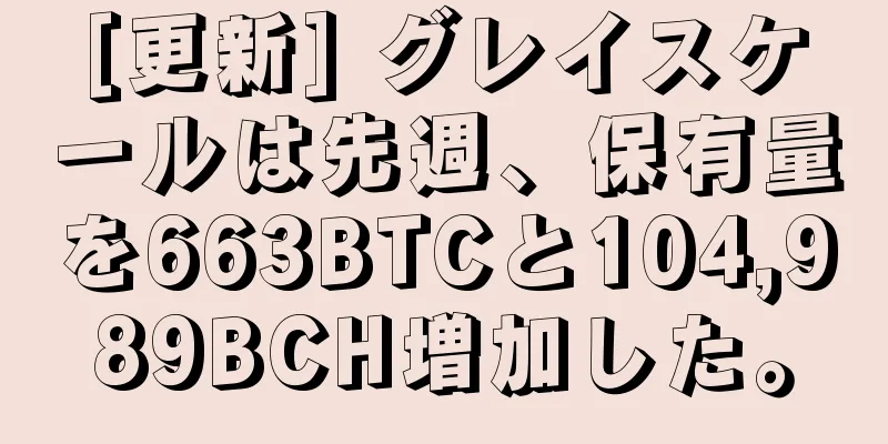[更新] グレイスケールは先週、保有量を663BTCと104,989BCH増加した。