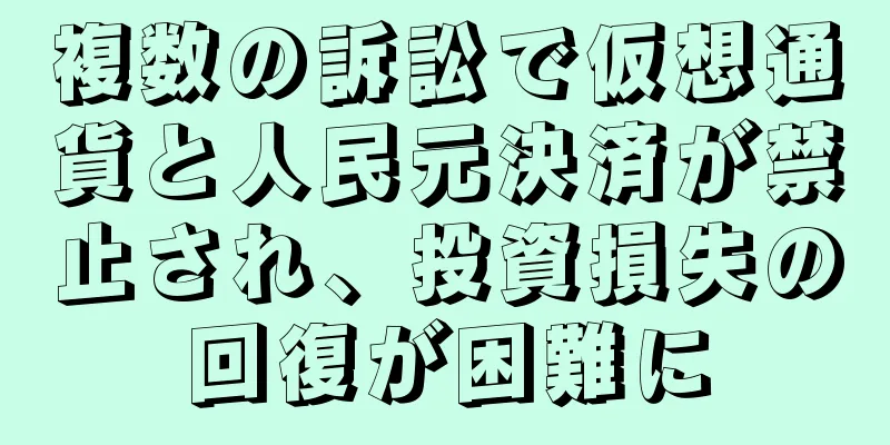 複数の訴訟で仮想通貨と人民元決済が禁止され、投資損失の回復が困難に
