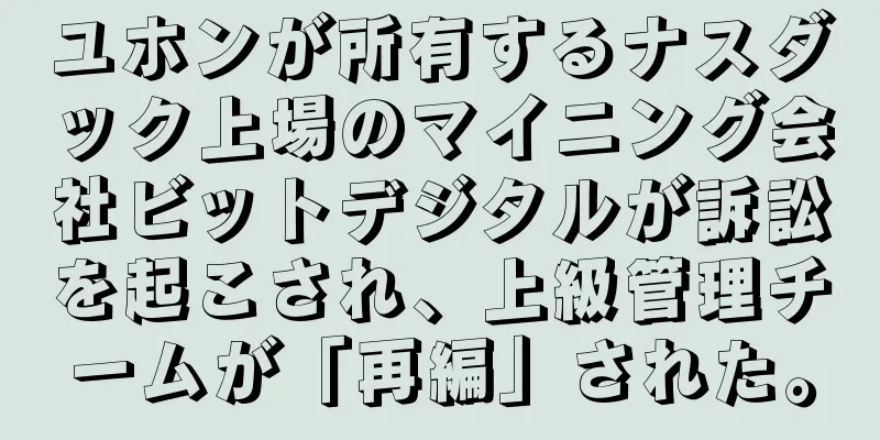 ユホンが所有するナスダック上場のマイニング会社ビットデジタルが訴訟を起こされ、上級管理チームが「再編」された。