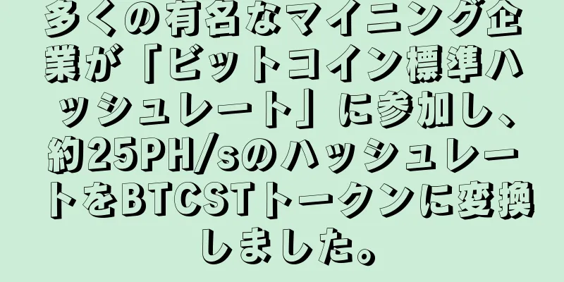 多くの有名なマイニング企業が「ビットコイン標準ハッシュレート」に参加し、約25PH/sのハッシュレートをBTCSTトークンに変換しました。